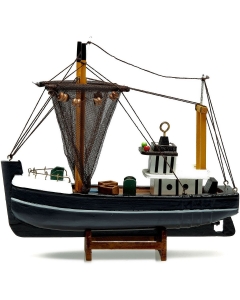 Model Vissersboot 24cm blauw-zwart